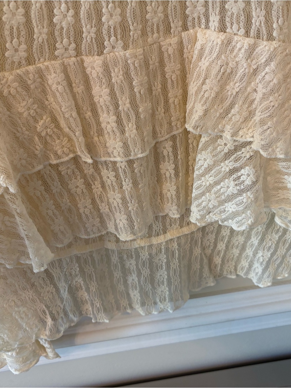Ivory Lace Ruffle High-Neck Blouse - Picture 4 of 16